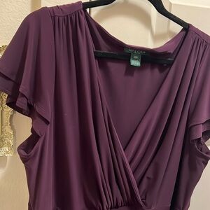 Ralph Lauren Deep Plum Flutter Sleeve Dress Sz. 20
